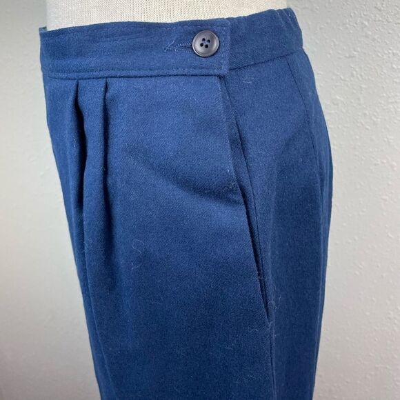 Vintage Pendleton Navy Virgin Wool Midi Skirt Size 10 - Picture 4 of 6